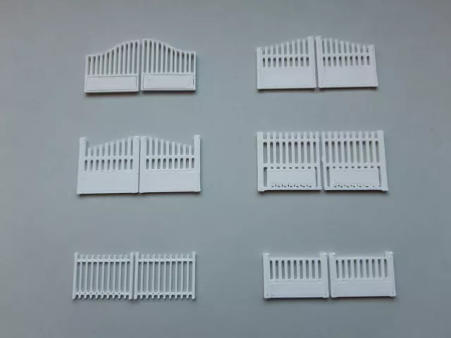 Lot de 6 portails barrières blancs clôture HO décor train diorama