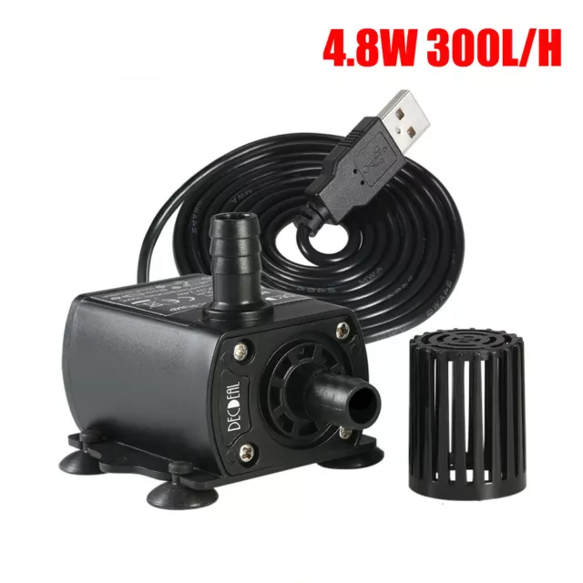 Decdeal Mini USB DC5V 4.8W 300L/H Brushless Water Pump for Aquarium Fountain UK