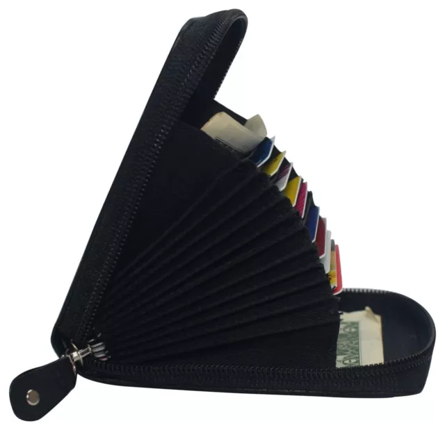 Genuine Leather Men Wallet Credit Card Holder RFID Blocking Zipper Pocket Thin 3