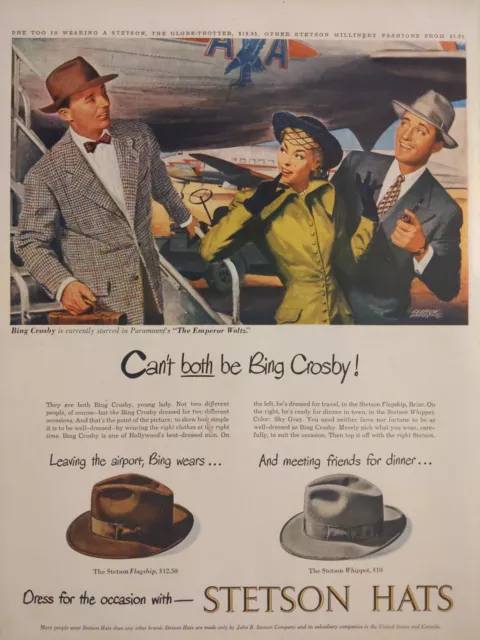 1948 vintage stetson hats print ad, Post world war II clothing