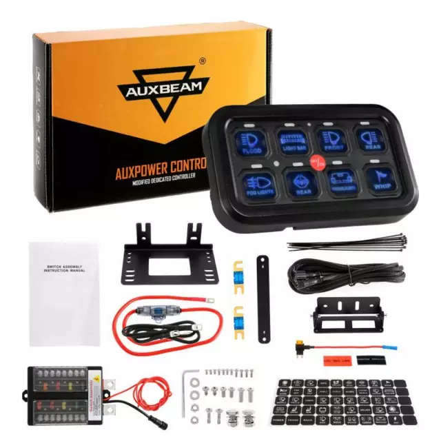 AUXBEAM 8 Gang Switch Panel Electronic Relay System On-Off Control LED 1200W 60A