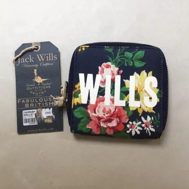 Women’s Zip Around Purse Wallet Jack Wills Thornby Navy Floral Style New