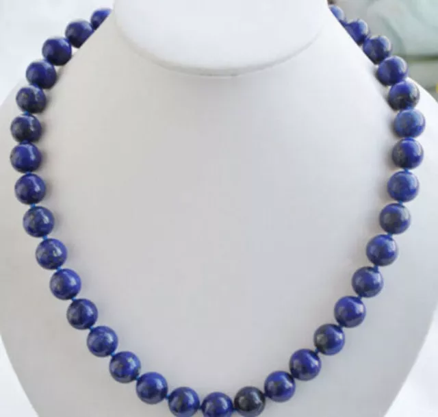 8mm Real Natural Blue Lapis Lazuli Gemstone Round Beads Necklace 18'' AAA