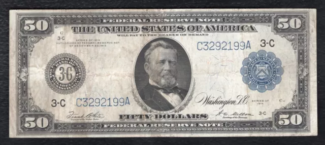 FR. 1031a 1914 $50 FRN FEDERAL RESERVE NOTE PHILADELPHIA, PA VERY FINE