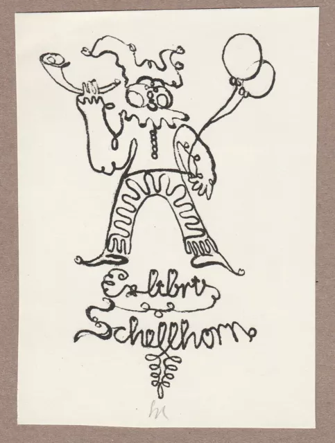 Exlibris - GERALD SCHELLHORN - For "Self" - Signed - P7-Offset - Clown #2