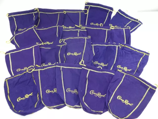 Bulk Lot of 50 Crown Royal 750ml Purple & Gold Drawstring Bags 9" Medium Size