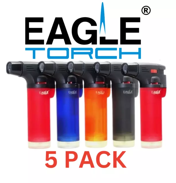 5 Pack Eagle Torch Gun Lighter Butane Jet Windproof Adjustable Flame Refillable