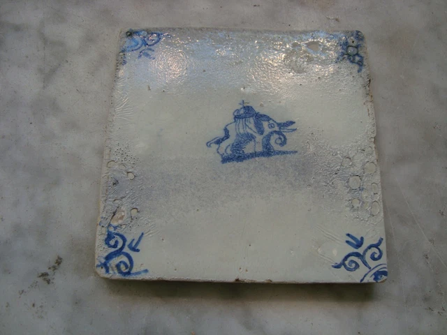 rare 17th century delft handpainted dutch delftware tile elaphant/olifant 2