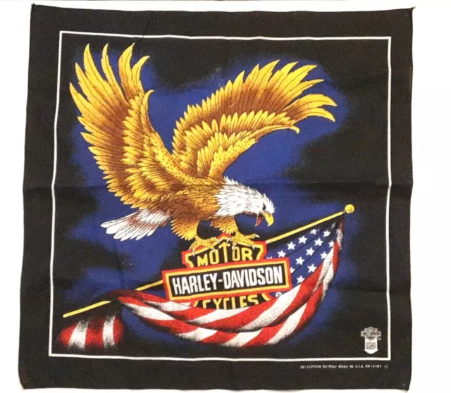 Harley Davidson Motorcycle Eagle Scarf  Bandanna Flag  Logo USA 🇺🇸 VTG