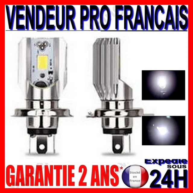Ampoule LED H4 12V 60/55W Pour Phare Moto/scooter - Blanc 6000K - 4000 Lm