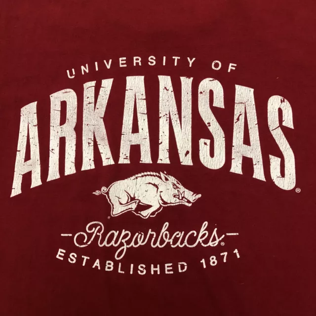 University Arkansas Razorbacks Football NCAA Short Sleeve Men’s T-Shirt Red Sz L