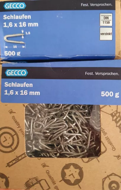 500 x Krampen 1,6 x 16mm Schlaufen Haken Drahtschlaufen Nägel DIN 1159 verzinkt