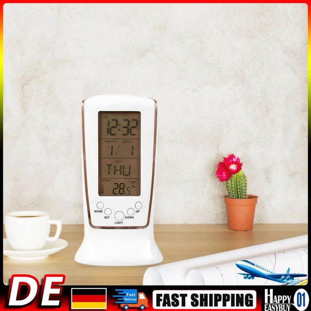 Fishtec Sveglia Da Viaggio Digitale LCD Con Specchio E Termometro – Orologio Pieghevole Retroilluminato (Batteria CR2032 Inclusa) - 3