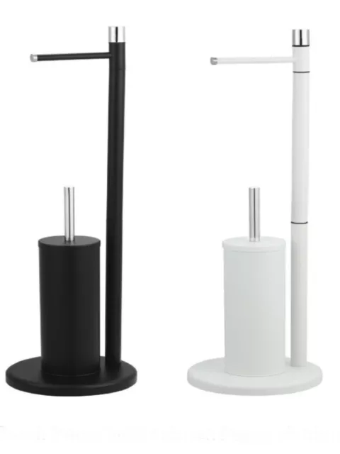 New Toilet Brush & Toilet Paper Roll Holder Stand Set Stainless Steel