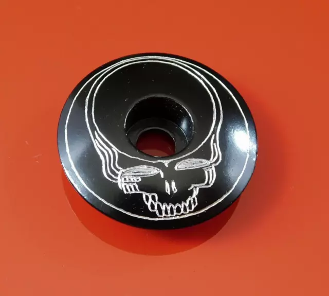 GRATEFUL DEAD STEALIE Skull Bike Headset Stem Cap Black Engraved NEW