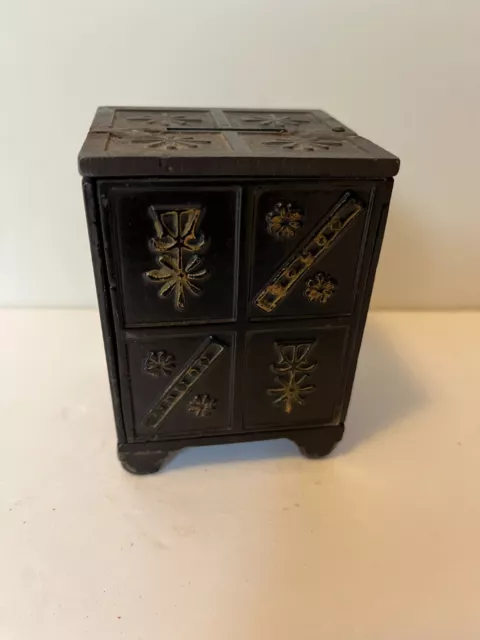 Vintage Cast Iron "Security Safe Deposit" still bank with combination 2