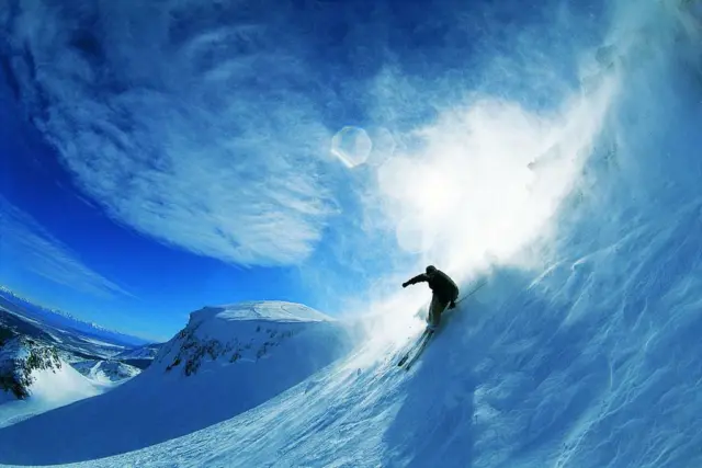 Man Skiing Down a Slope Photo Photograph Cubicle Locker Mini Art Poster 12x8