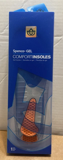 Plantillas Confort Spenco Gel Talla 2 Hombres 6-7.5 Mujeres 7-8.5 Zapatos Cojín Nuevos en Caja