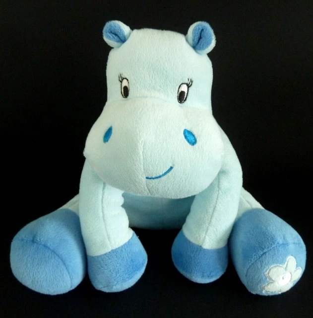 *. DOUDOU PELUCHE ARTHUR ET LOLA HIPPOPOTAME BLEU GRELOT FLEUR 20cm ETAT NEUF*