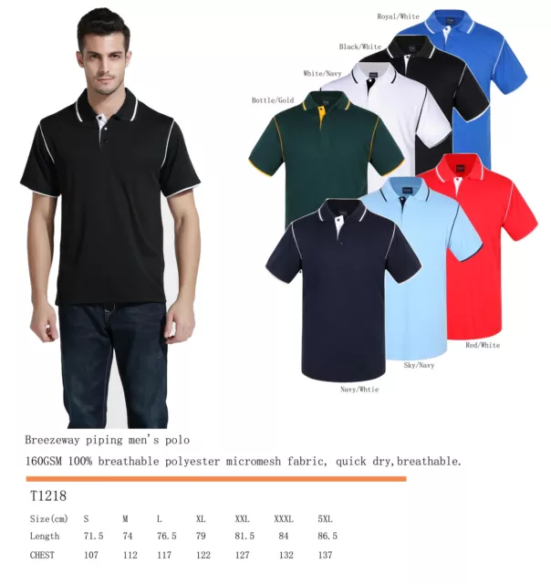 Men's breezeway contrast piping polo shirts S,M,L,XL,XXL,XXXL