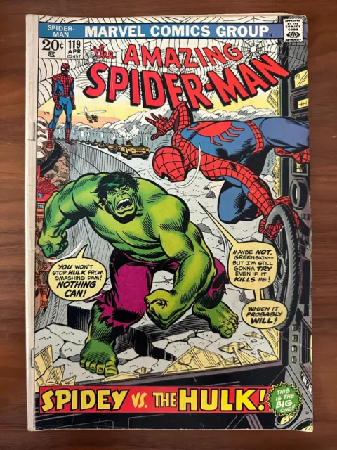 Amazing Spider-Man #119 GD/VG (3.0) OWW Marvel 1973 Spider-Man vs. Hulk Battle
