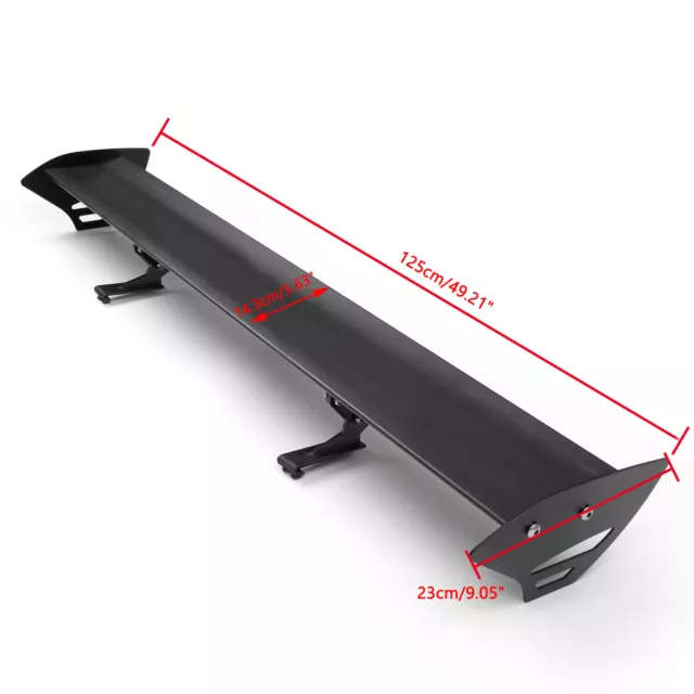 Universal Hatch Aluminum GT Rear Trunk Wing Racing Spoiler With Red Light B #D2