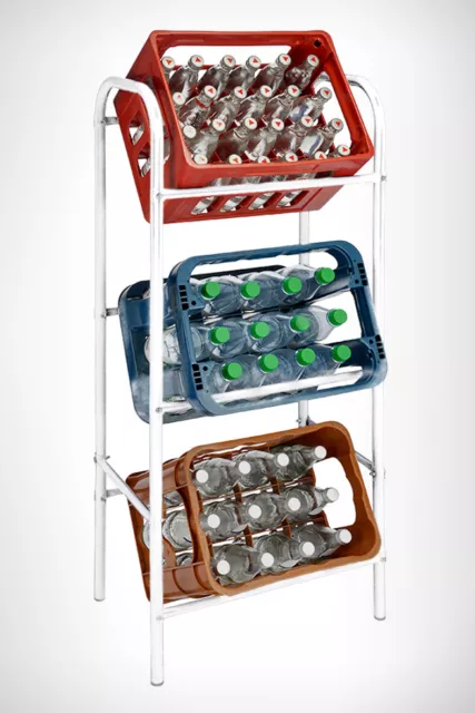 Metall Kastenständer weiß für 3 Kisten - 116x50cm - Getränkekisten Ständer Regal