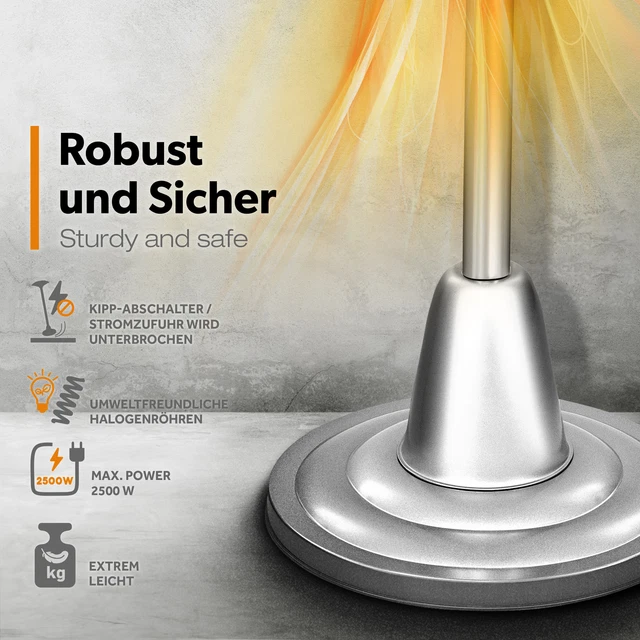 RETOURE Heizstrahler Heizpilz 2500W Infrarotstrahler Terrassenheizstrahler 3