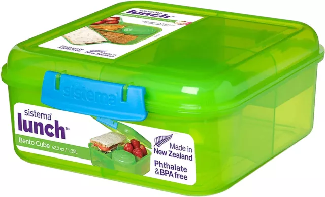 Sistema Bento Cube Lunch Box, 1.25 L Food Storage Container with Individual Com