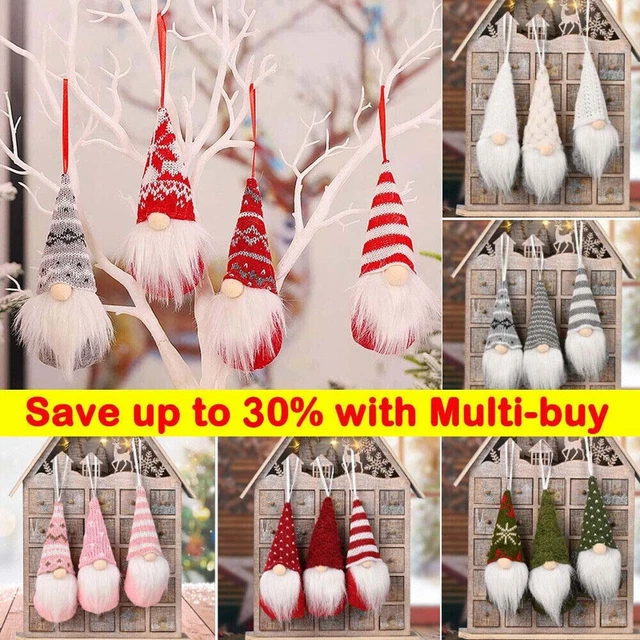 4PCS Santa Christmas Tree Hanging Gnome Plush Gonk Doll Pendants Decoration Xmas