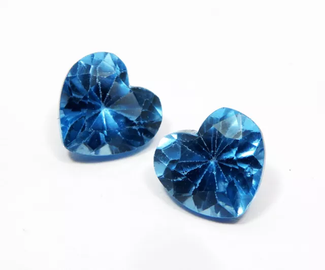 NATURAL CERTIFIED HEART Shape 2 Pcs Aquamarine Blue Loose Gemstones 9. ...