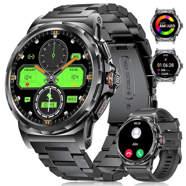 Montre Connectée Homme, 1,43'' Amoled Montre Connectée Avec Appel Bluetooth Assistant Vocal, 2