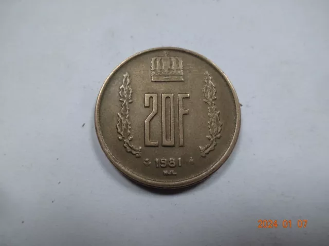 Luxembourg : 20 Francs, Jean, 1981