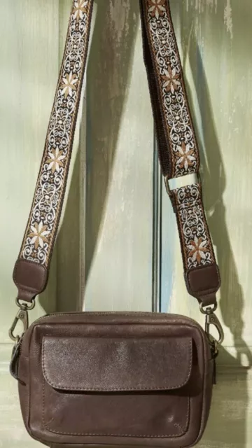 FAT FACE BLACK Sophia Slouchy Nubuck Leather Cross Body Shoulder