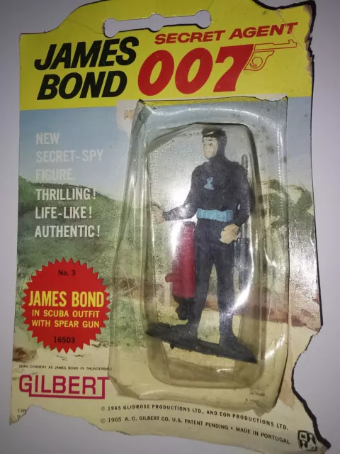 figurine James bond 007 agent secret plongeur Gilbert 1965 bouteille et harpon