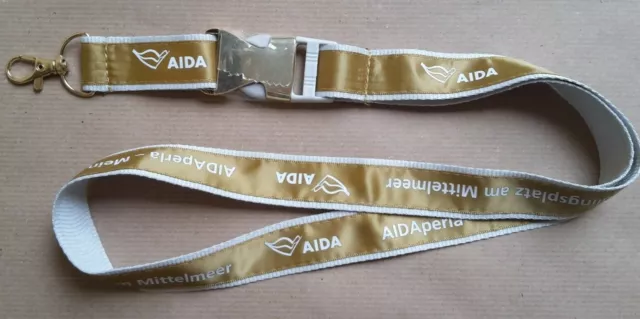 * Taufband  * AIDA Schlüsselband * Lanyard * AIDAperla * Gold/Weiß *