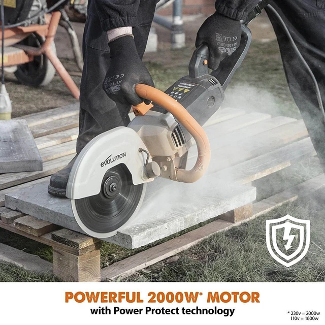 Cortador de discos eléctrico de 9" (230 mm) con hoja de diamante 230 V concreto y madera Cortador de discos eléctrico de 9" (230 mm) con hoja de diamante 230 V concreto y madera