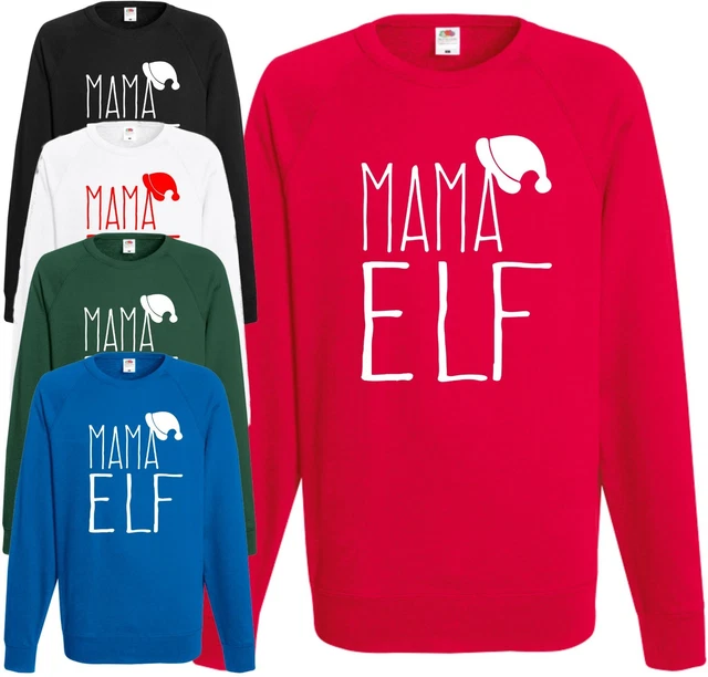 Mama Elf Sweatshirt Christmas Jumper Top Xmas Cool Secret Santa Mum Funny Gift