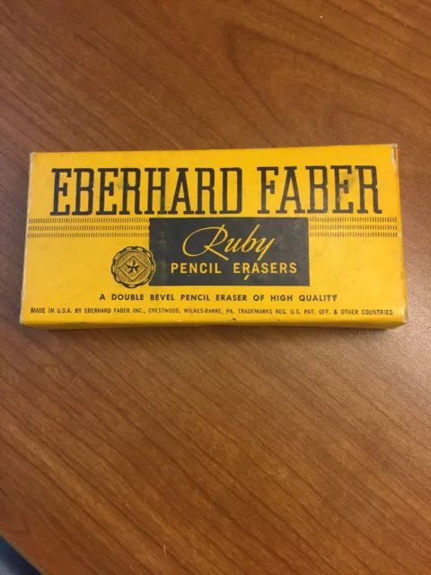 Vtg Eberhard Faber Empty Box Only No. 112 Ruby Pencil Erasers Box Only