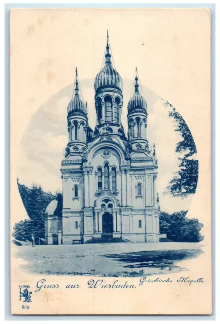 c1905 Greetings from Wiesbaden Germany Greek Chapel Antique Postcard