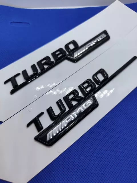 2 Logo turbo AMG 140mm Mercedes Classe  emblème noir brillant