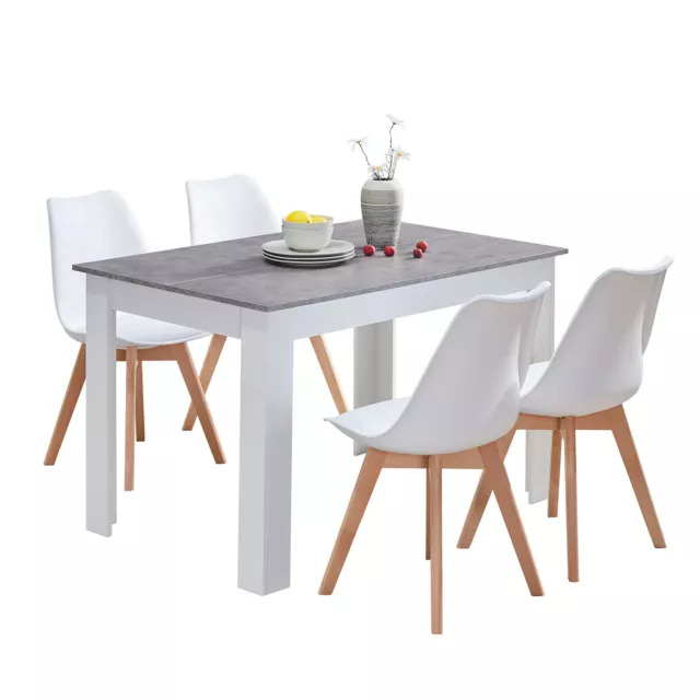 CLIPOP  Wood Dining Table and 4 Chairs Set Dining Room Table Set Grey