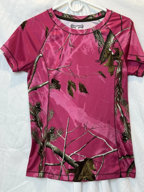 Realtree Womens T-Shirt Sz Medium (8-10) Pink Hunting Forest Camouflage