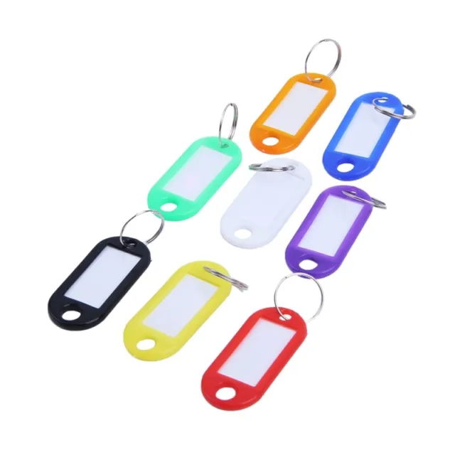 32x Multi-colors Plastic Key Fob ID Tags Luggage ID Labels with Split Keyring D3