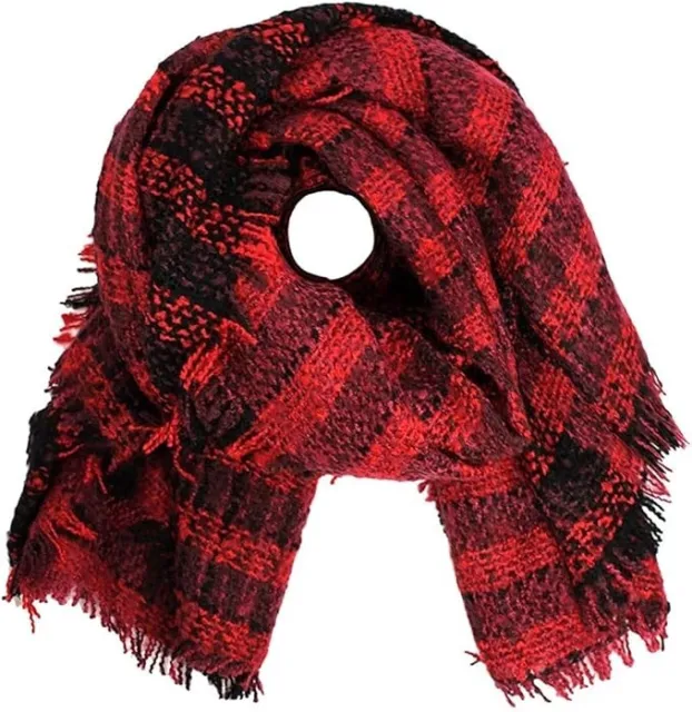 Collection XIIX Womens  Fringe Scarf Shawl Office wear Plaid red purple black