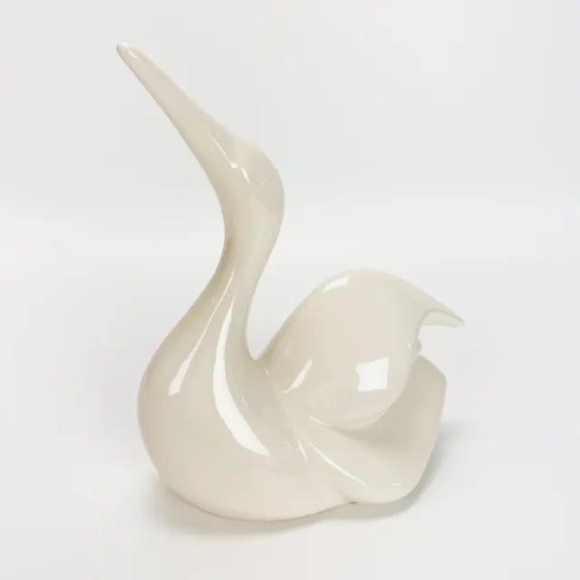 Vintage White Glazed Ceramic Bird Figurine Made In Brazil