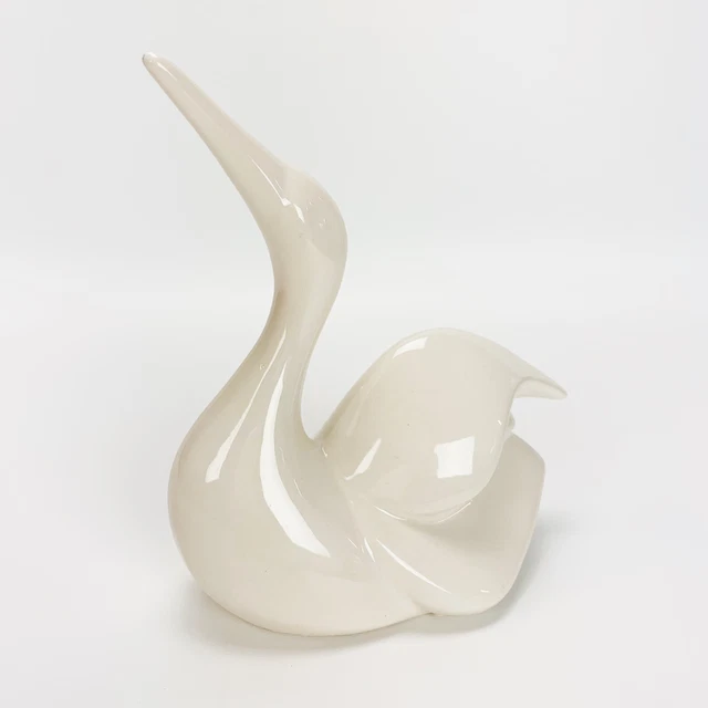 Vintage White Glazed Ceramic Bird Figurine Made In Brazil
