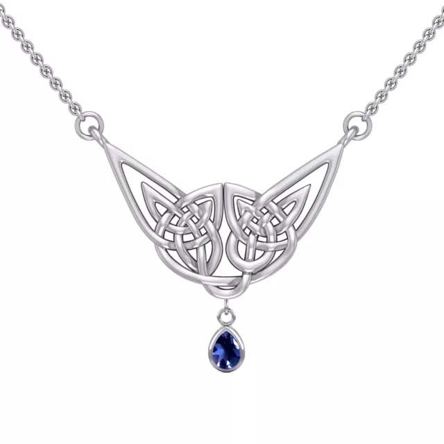Celtic Knotwork 925 Sterling Silver Necklace Lovely Choice Gemstone Peter Stone
