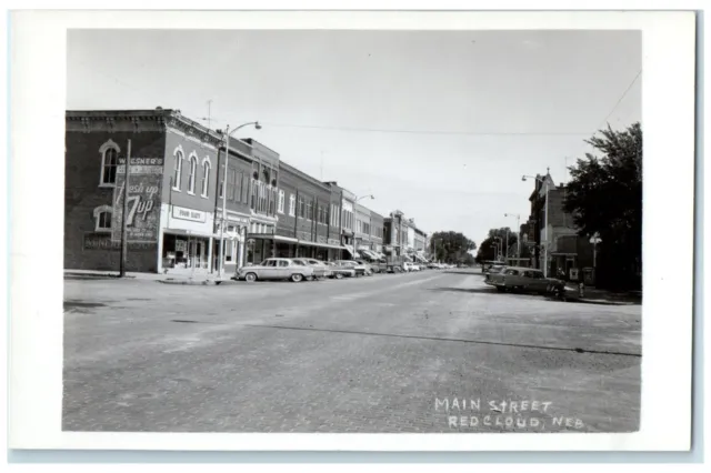 c1950's Business Section Main Street Red Cloud Nebraska NE RPPC Photo Postcard