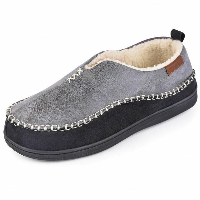 Mens Moccasin Warm Sherpa Lined Memory Foam Slippers Faux Suede House Shoes Size